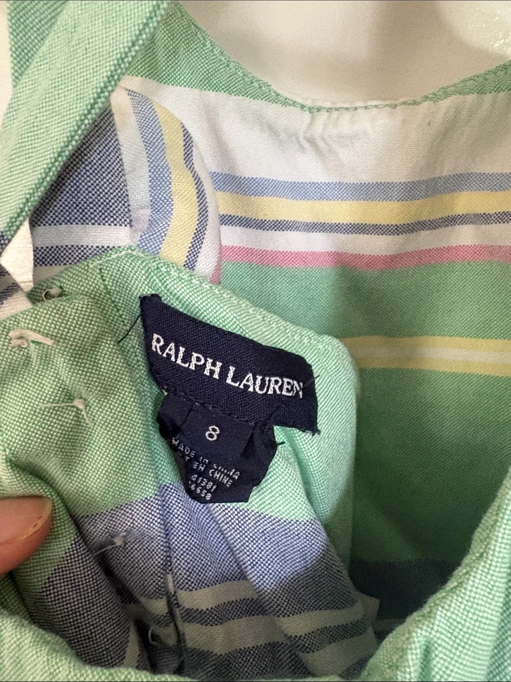 Ralph Lauren Green Pastel Stripe Sleeveless Dress